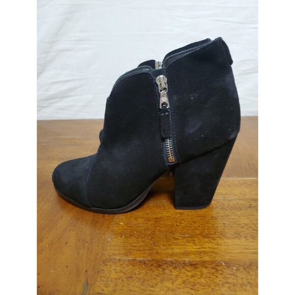 Rag & Bone Margot Black Suede Bootie Side Zipper Heel Shoes Boots Size 7.5 - Picture 5 of 7